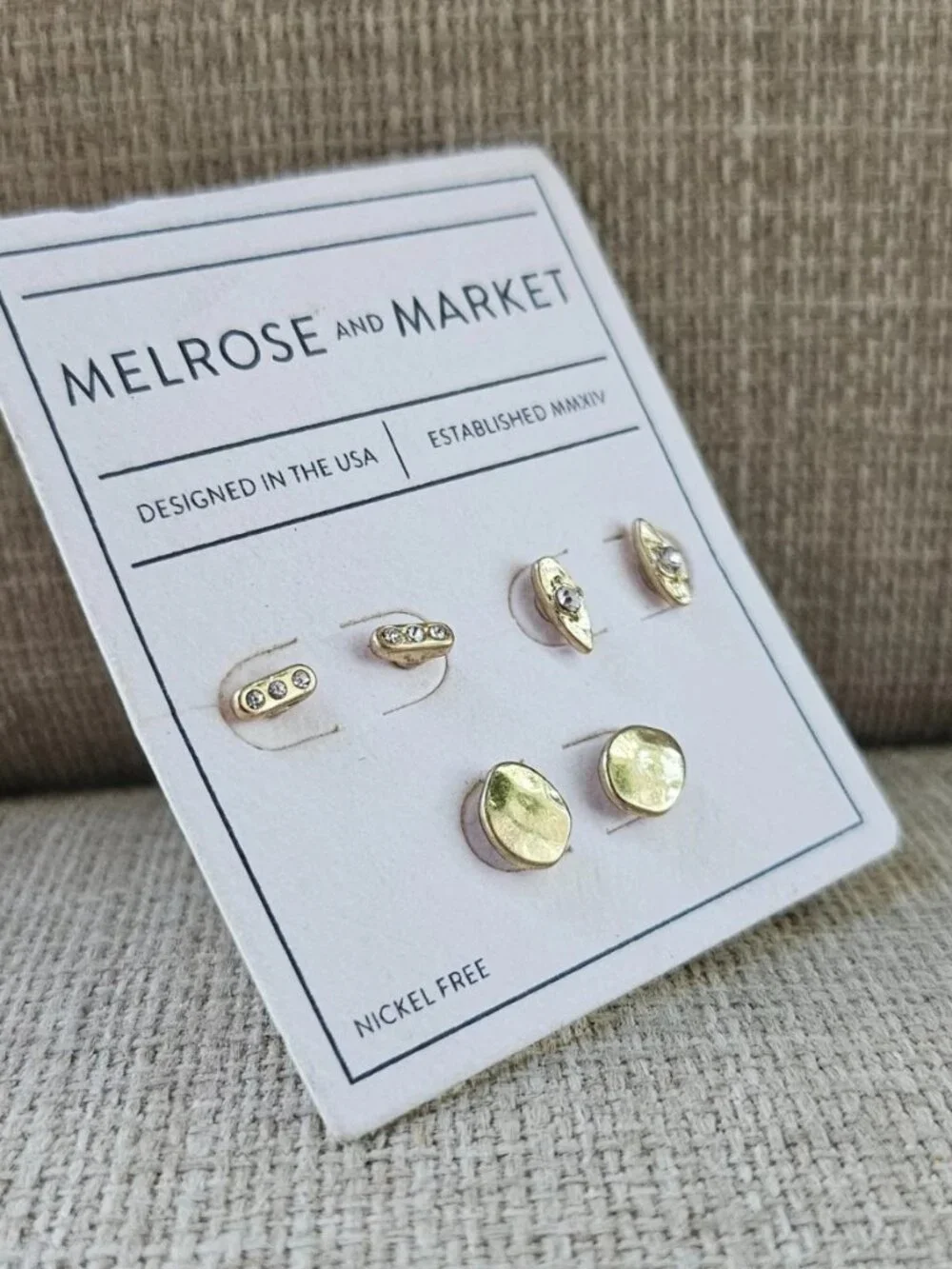 Melrose And Market Earrings Stud Fashion Ear Jewelry Set of 3 Earrings NWT